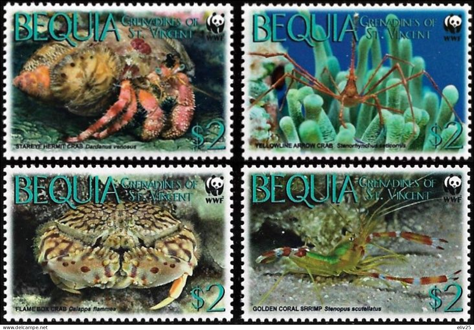 Bequia Island (Grenadines Of St. Vincent) 2009, WWF Crabs - 4 V. MNH - Ungebraucht