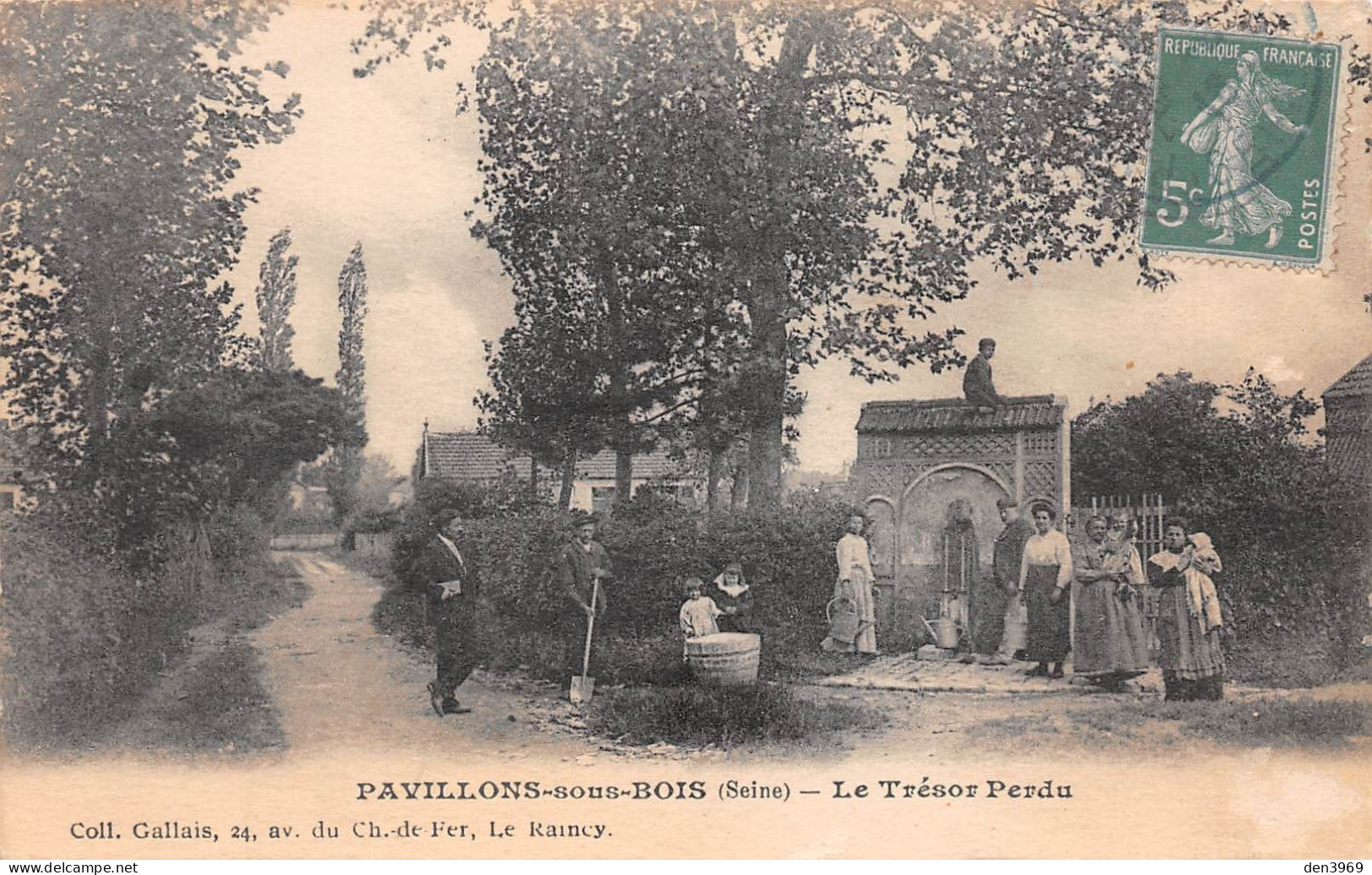 PAVILLONS-sous-BOIS (Seine-Saint-Denis) - Le Trésor Perdu - Fontaine - Voyagé 1916 (2 Scans) - Les Pavillons Sous Bois