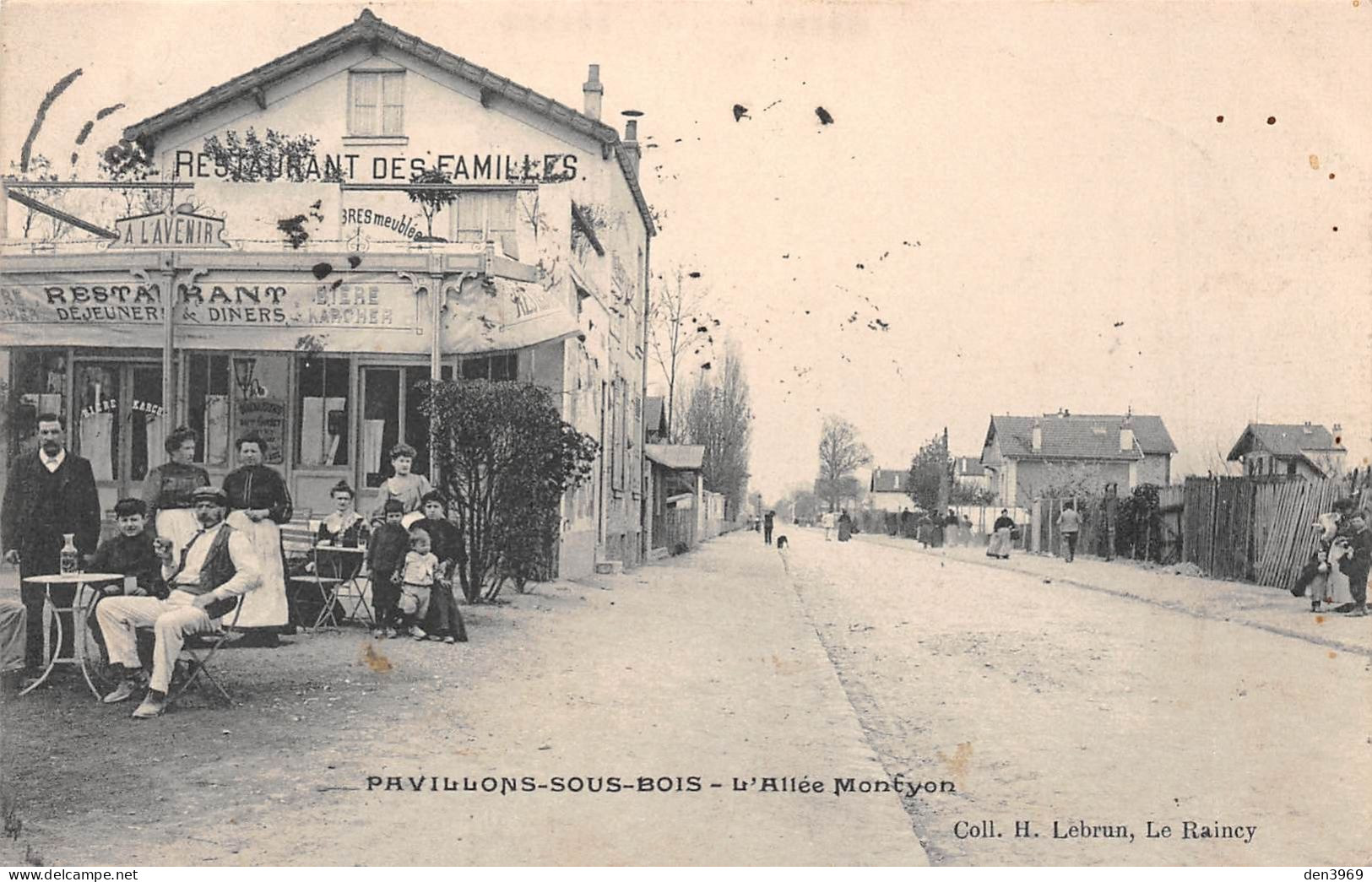 PAVILLONS-sous-BOIS (Seine-Saint-Denis) - L'Allée Montyon - Restaurant Des Familles - Voyagé 1908 (2 Scans) Pontarmé 60 - Les Pavillons Sous Bois