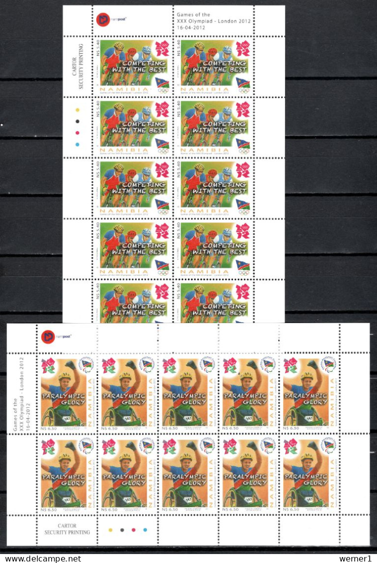 Namibia 2012 Olympic Games London, Cycling, Shooting Etc. Set Of 4 Sheetlets MNH - Estate 2012: London