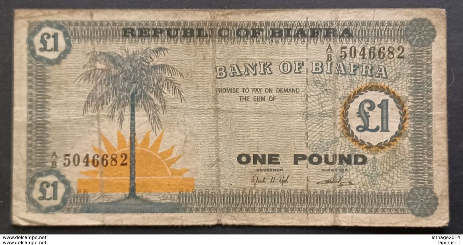 BANKNOTE NIGERIA BIAFRA 1 POUND 1967 SUN AND PALM CIRCULATED - Nigeria