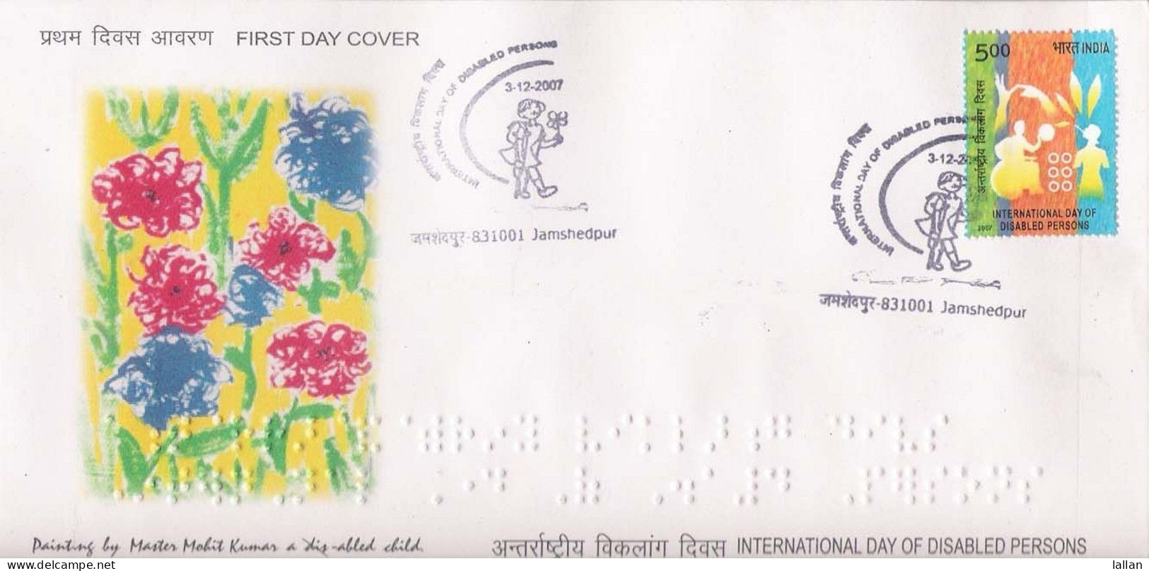 International Year Of Dsability, Special Folder, FDC, Blk Of 4 And A Brochure, Writing In Brail A, Condition As Per Scan - Covers & Documents