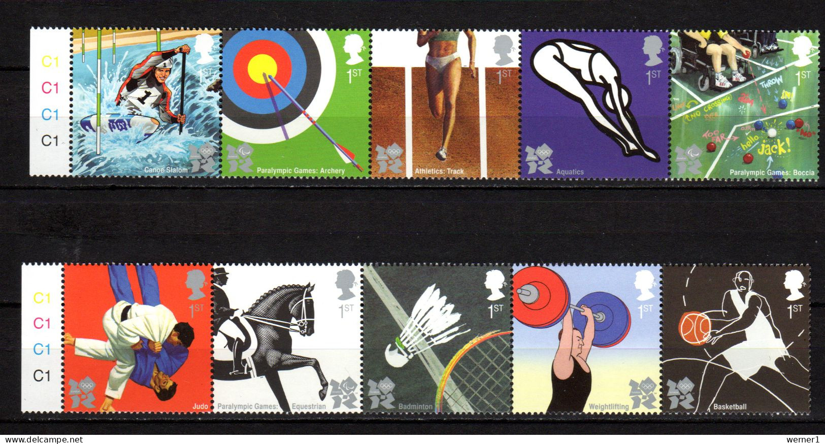 UK Great Britain, England 2009 Olympic Games London, Judo, Equestrian, Basketball Etc. Set Of 10 MNH - Sommer 2012: London