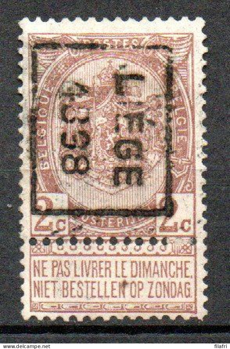 178 Voorafstempeling Op Nr 55 - LIEGE 1898 - Positie B - Roulettes 1894-99