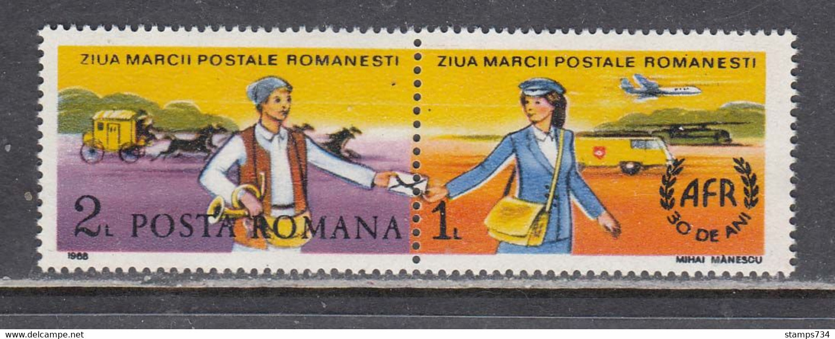 Romania 1988 - Day Of The Stamp, Mi-Nr. 4508Zf., MNH** - Neufs