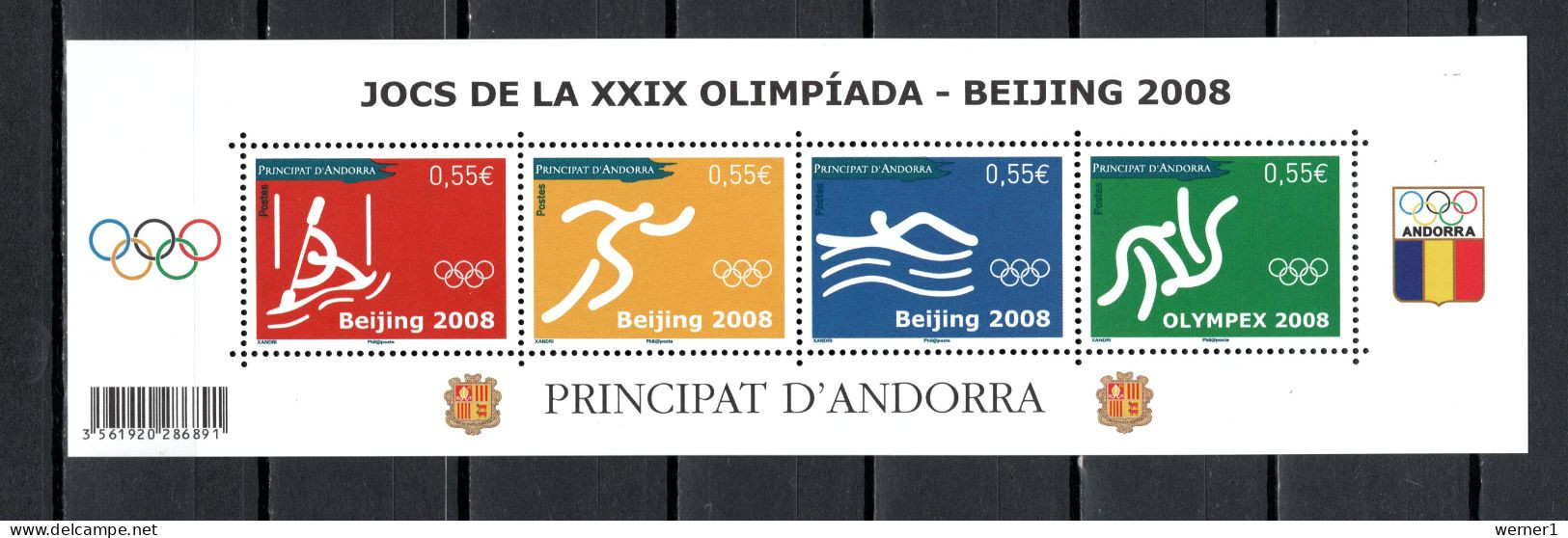 Andorra French 2008 Olympic Games Beijing, Swimming, Judo Etc. S/s MNH - Sommer 2008: Peking