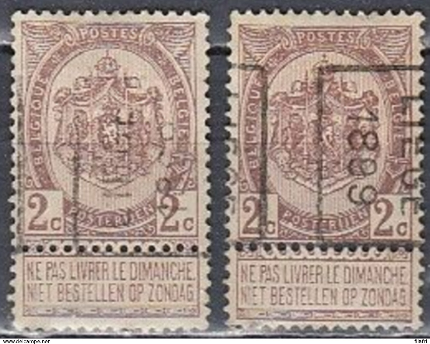 250 Voorafstempeling Op Nr 55 - LIEGE 1899 - Positie A & B - Rollenmarken 1894-99