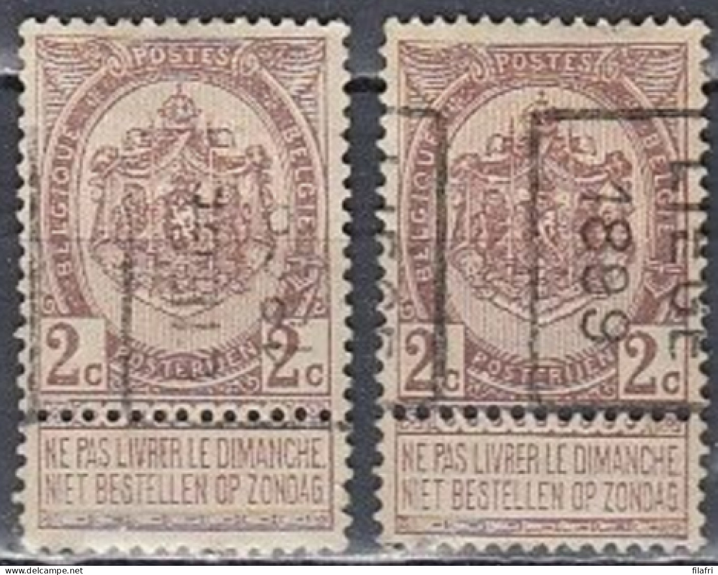 250 Voorafstempeling Op Nr 55 - LIEGE 1899 - Positie A & B - Rollo De Sellos 1894-99