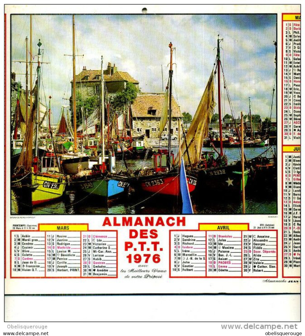 ALMANACH DES PTT 1976 HONFLEUR  LIEUTENANCE ET PORT ET VILLAGE - Grossformat : 1971-80