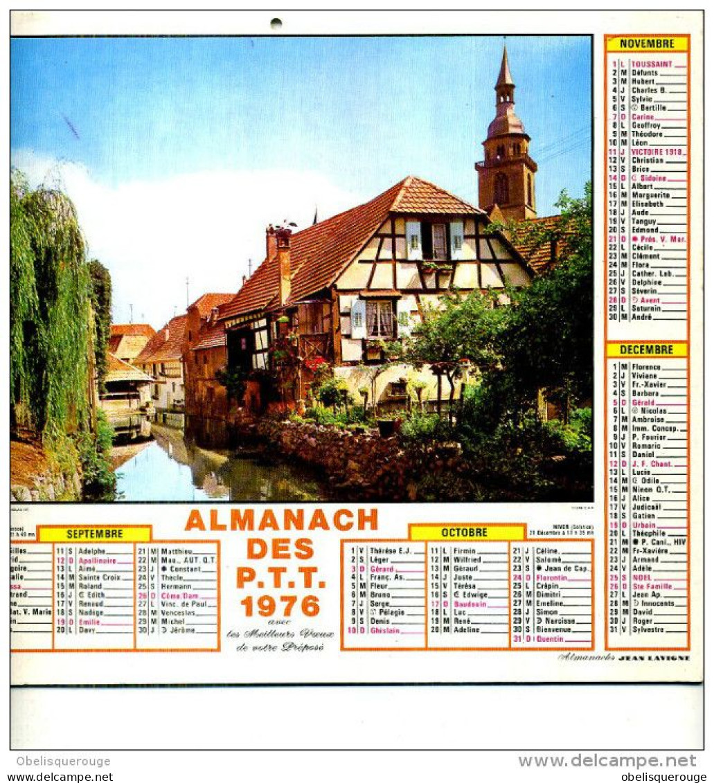 ALMANACH DES PTT 1976 HONFLEUR  LIEUTENANCE ET PORT ET VILLAGE - Tamaño Grande : 1971-80