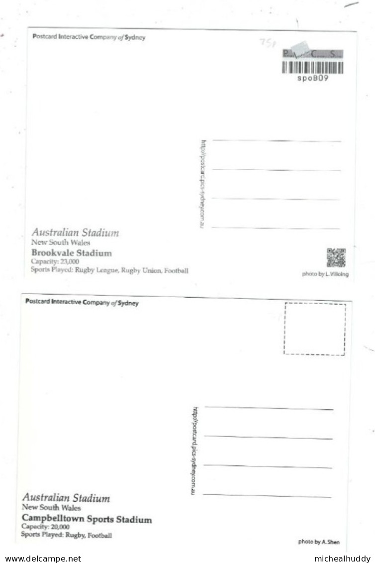2 POSTCARDS PUBLISHED IN  AUSTRALA    AUSTRALIAN STADIUMS  CAMPBELLTOWN SPORTS AND BROOKVALE STADIUMS - Stadiums
