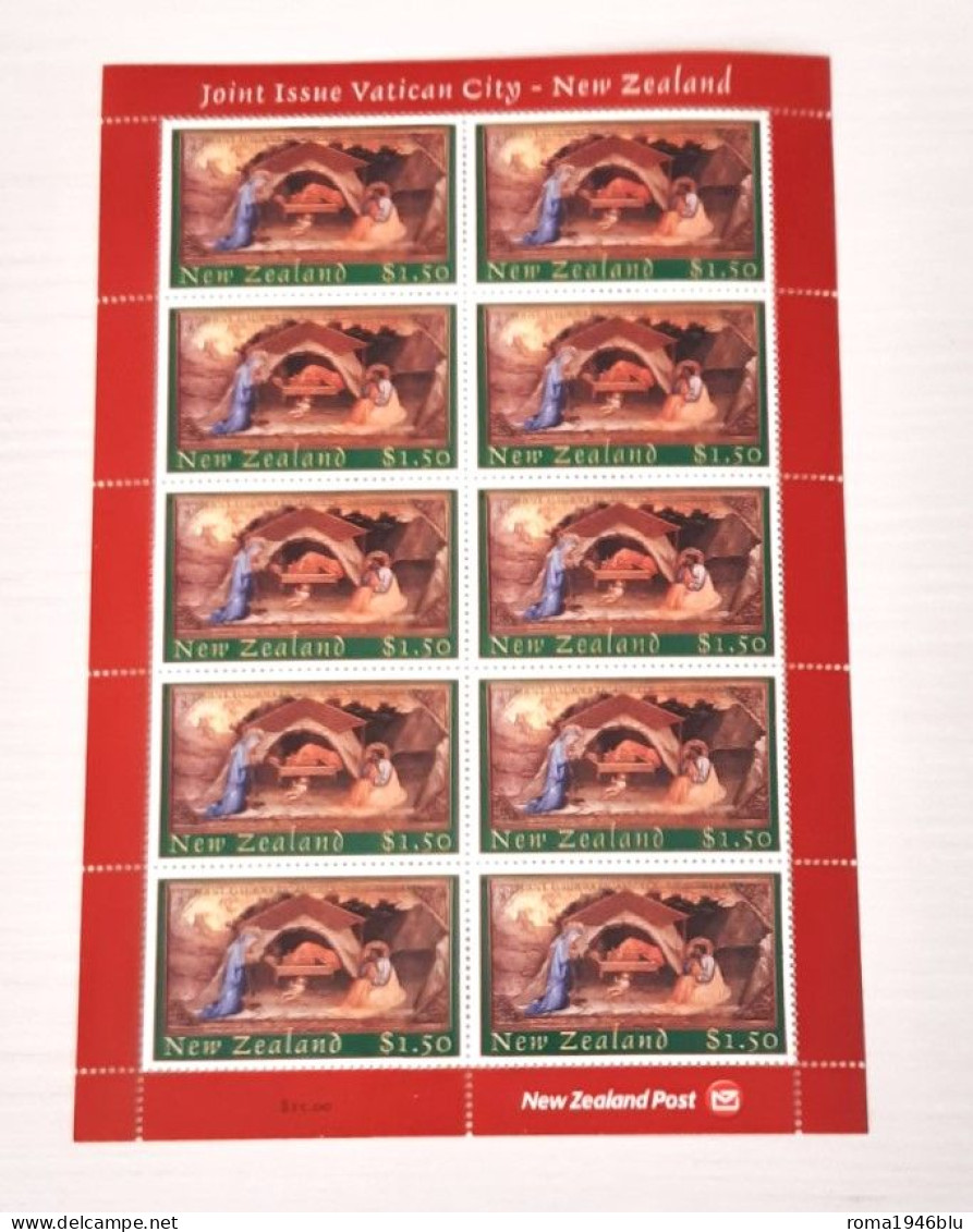 VATICANO 2002 NATALE EMISSIONE CONGIUNTA NUOVA ZELANDA MINIFOGLIO ** MNH - Blokken & Velletjes