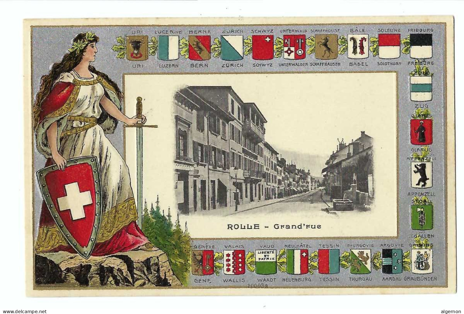 32196 - Helvetia Et Armoiries Cantons Suisses Rolle Grand-Rue - Rolle