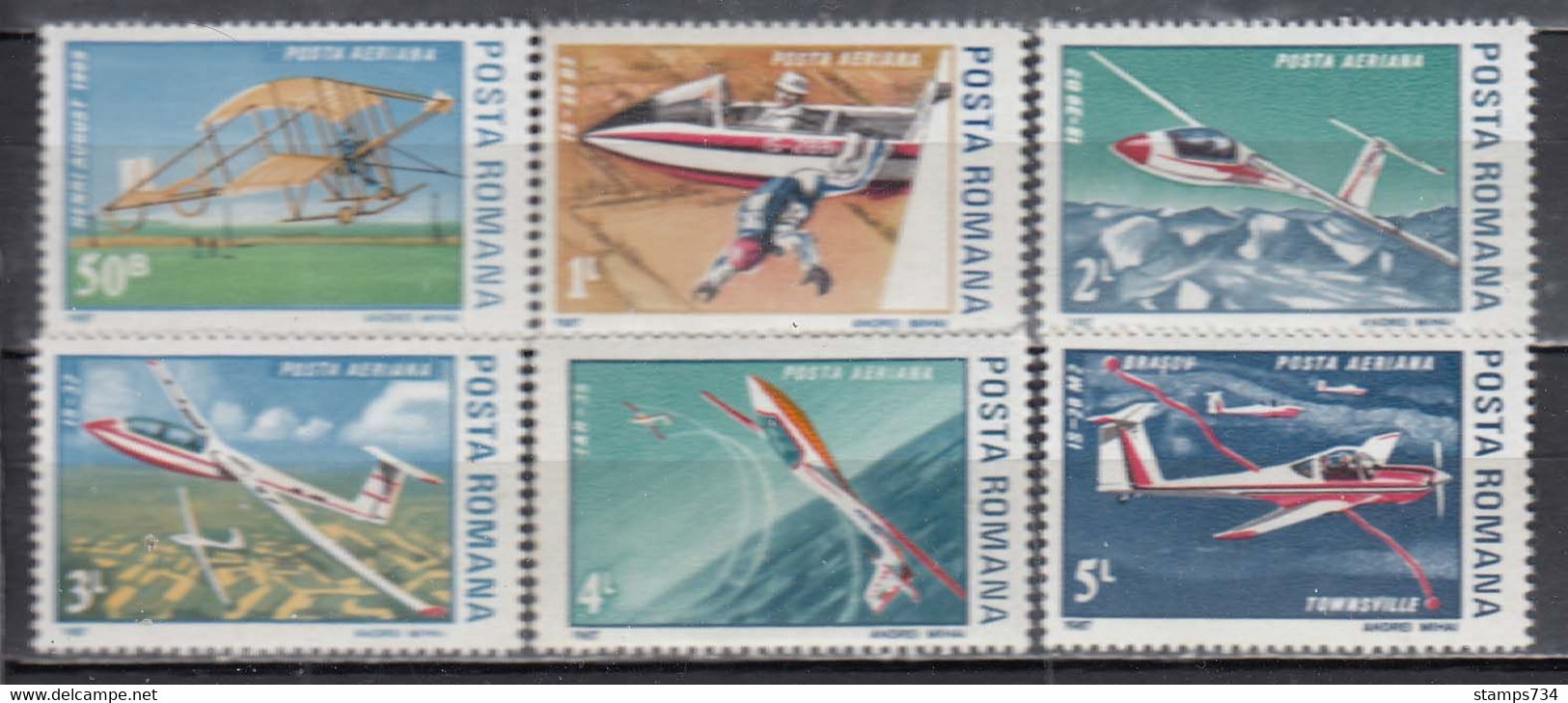 Romania 1987 - Motorless Aircraft, Mi-Nr. 4353/58, MNH** - Ungebraucht