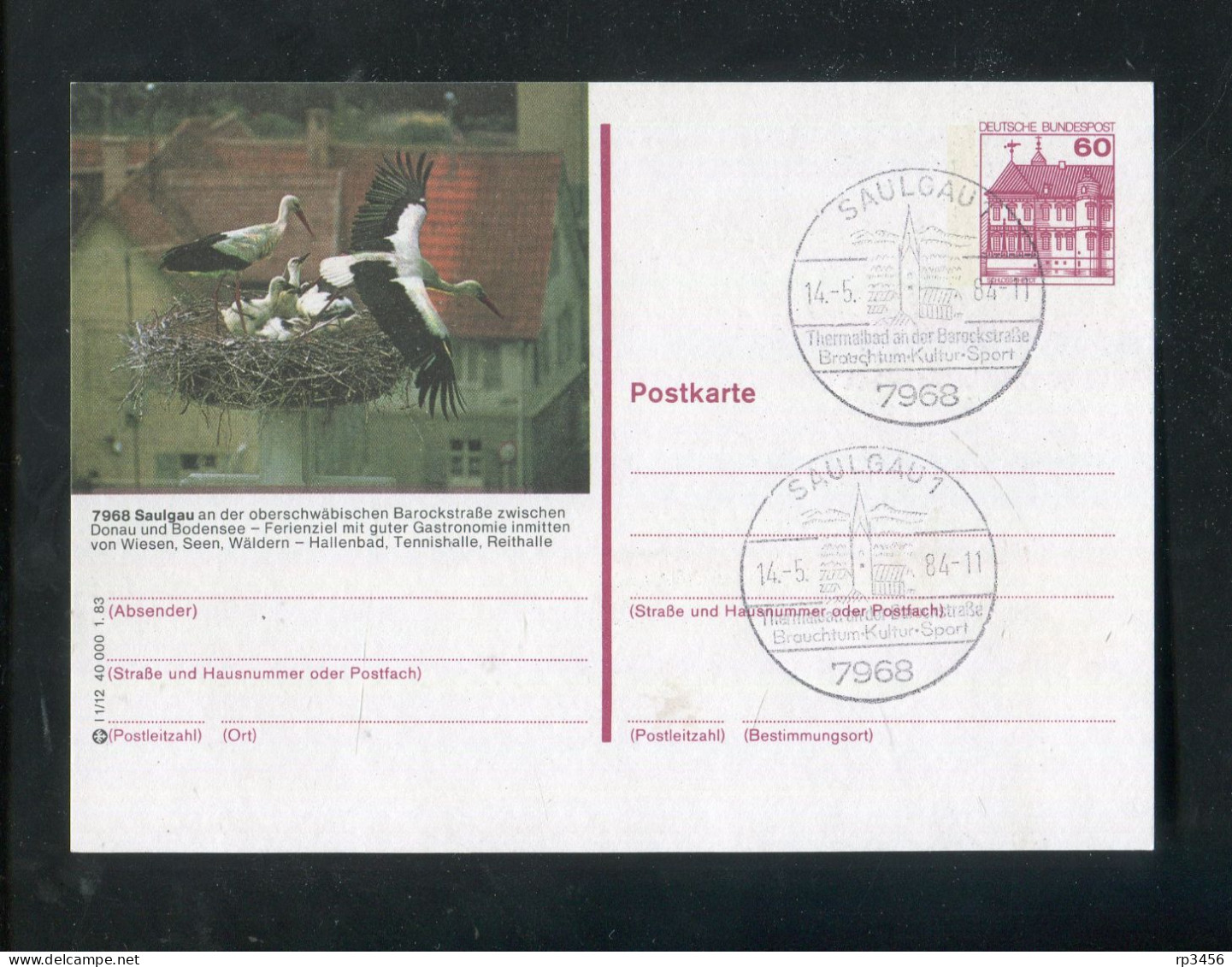 "STOERCHE" 1983, Entsprechende Abbildung Auf Bildpostkarte, SSt. "SAULGAU" (R0170) - Storks & Long-legged Wading Birds