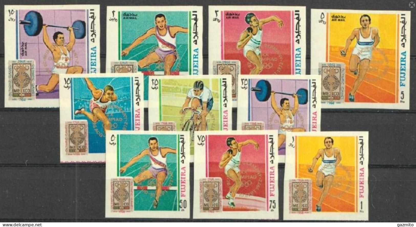 Fujeira 1969, Olympic Games In Munich 1972, Gold Overp. 10val IMPERFORATED - Fudschaira