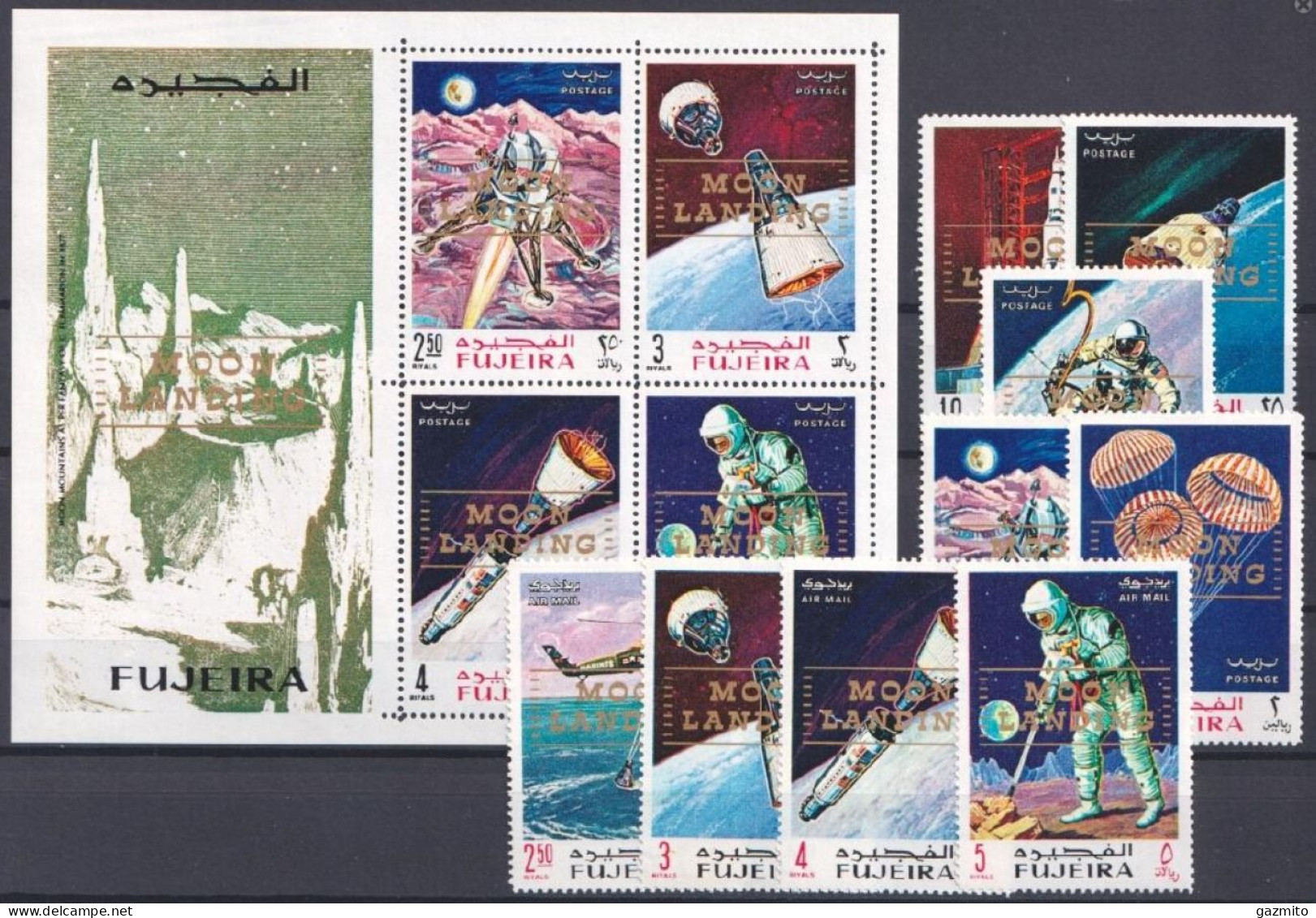 Fujeira 1969, Space, Overp. Moon Landing, 9val +BF - Fujeira