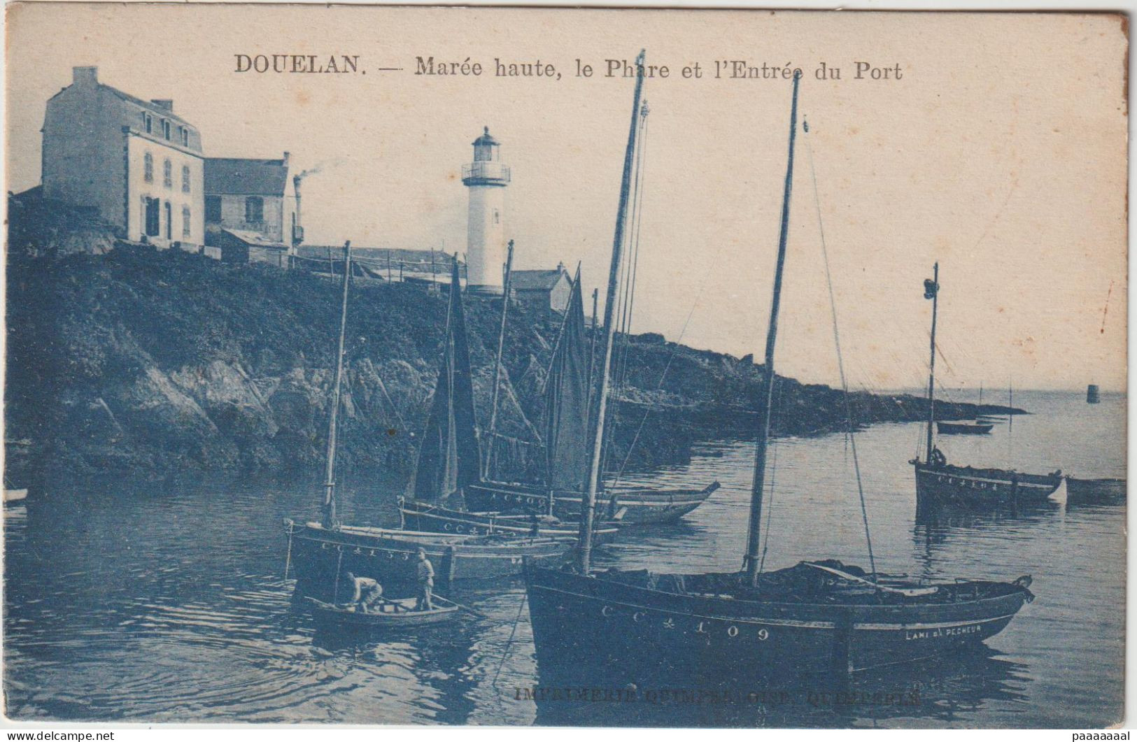 CLOHARS CARNOET DOELAN DOUELAN  MAREE HAUTE LE PHARE ET L ENTREE DU PORT - Clohars-Carnoët