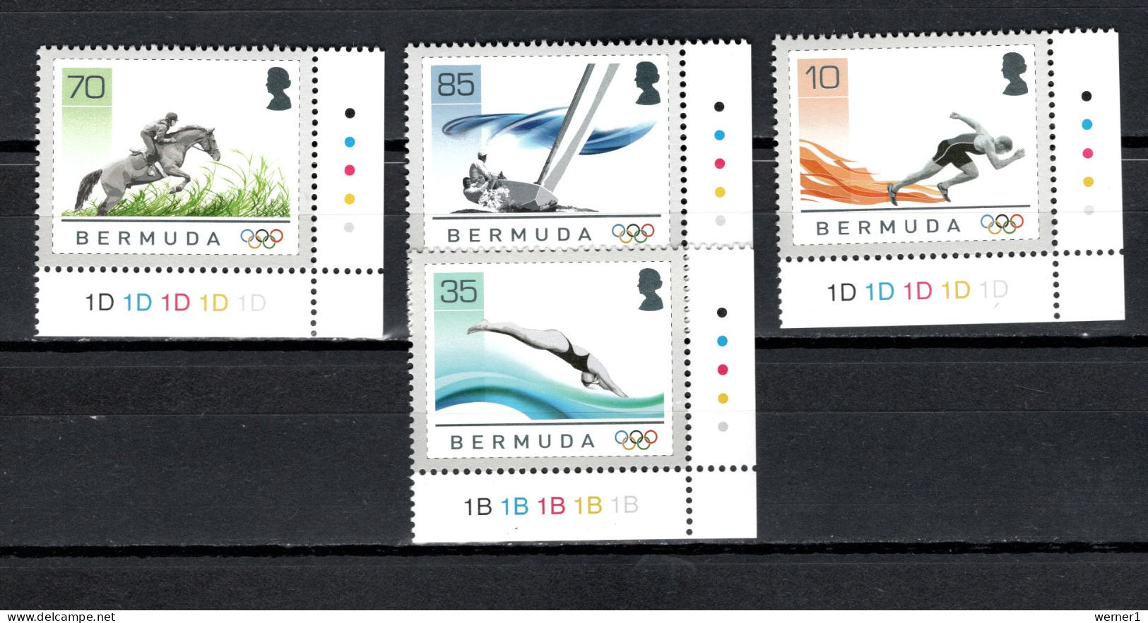 Bermuda 2008 Olympic Games Beijing, Swimming, Equestrian, Sailing Etc. Set Of 4 MNH - Summer 2008: Beijing