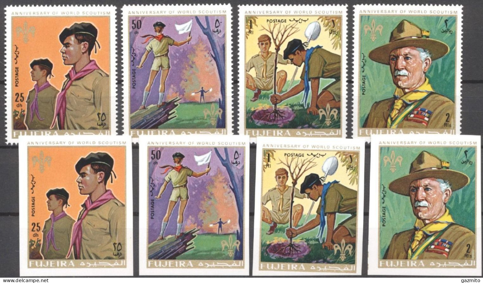 Fujeira 1970, Scout, 4val +4val IMPERFORATED - Nuevos