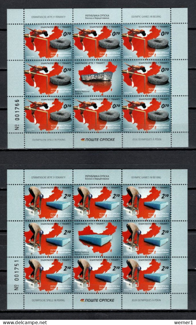 Bosnia Serbian Republic 2008 Olympic Games Beijing Set Of 2 Sheetlets MNH - Zomer 2008: Peking