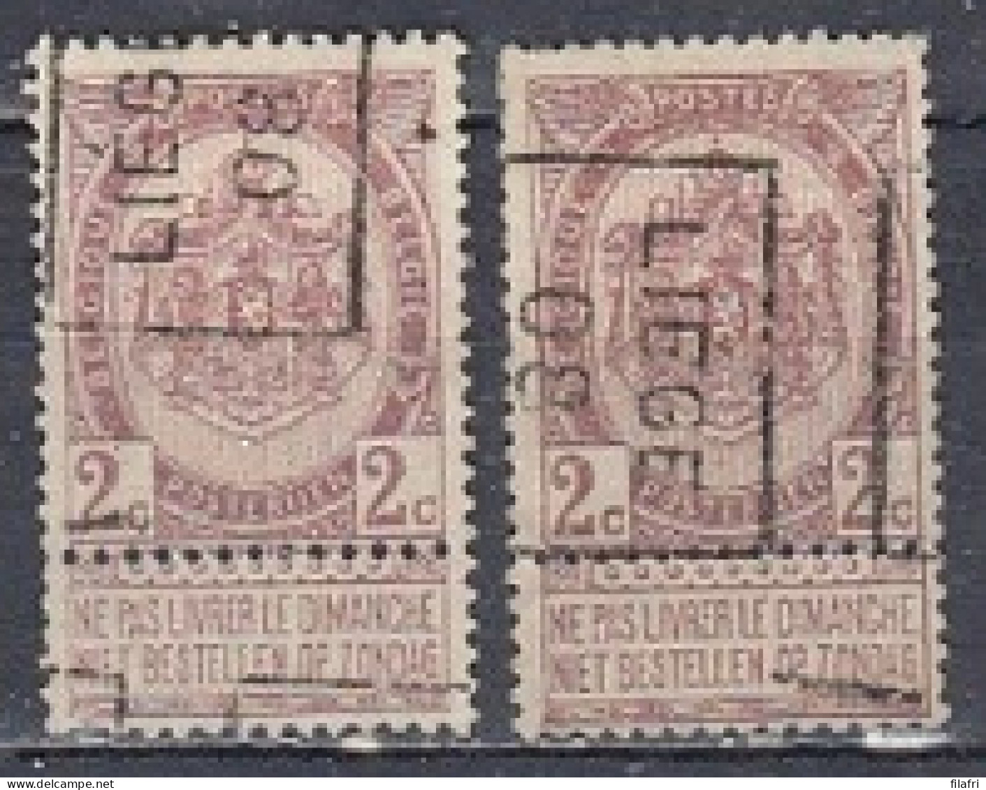 1084 Voorafstempeling Op Nr 55 - LIEGE 08 - Positie A & B - Rollo De Sellos 1900-09