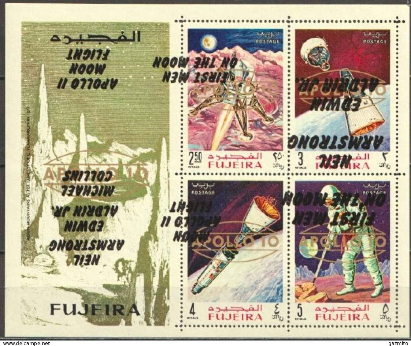 Fujeira 1969, Space, ERROR, Overp. Reverse, BF - Errores En Los Sellos