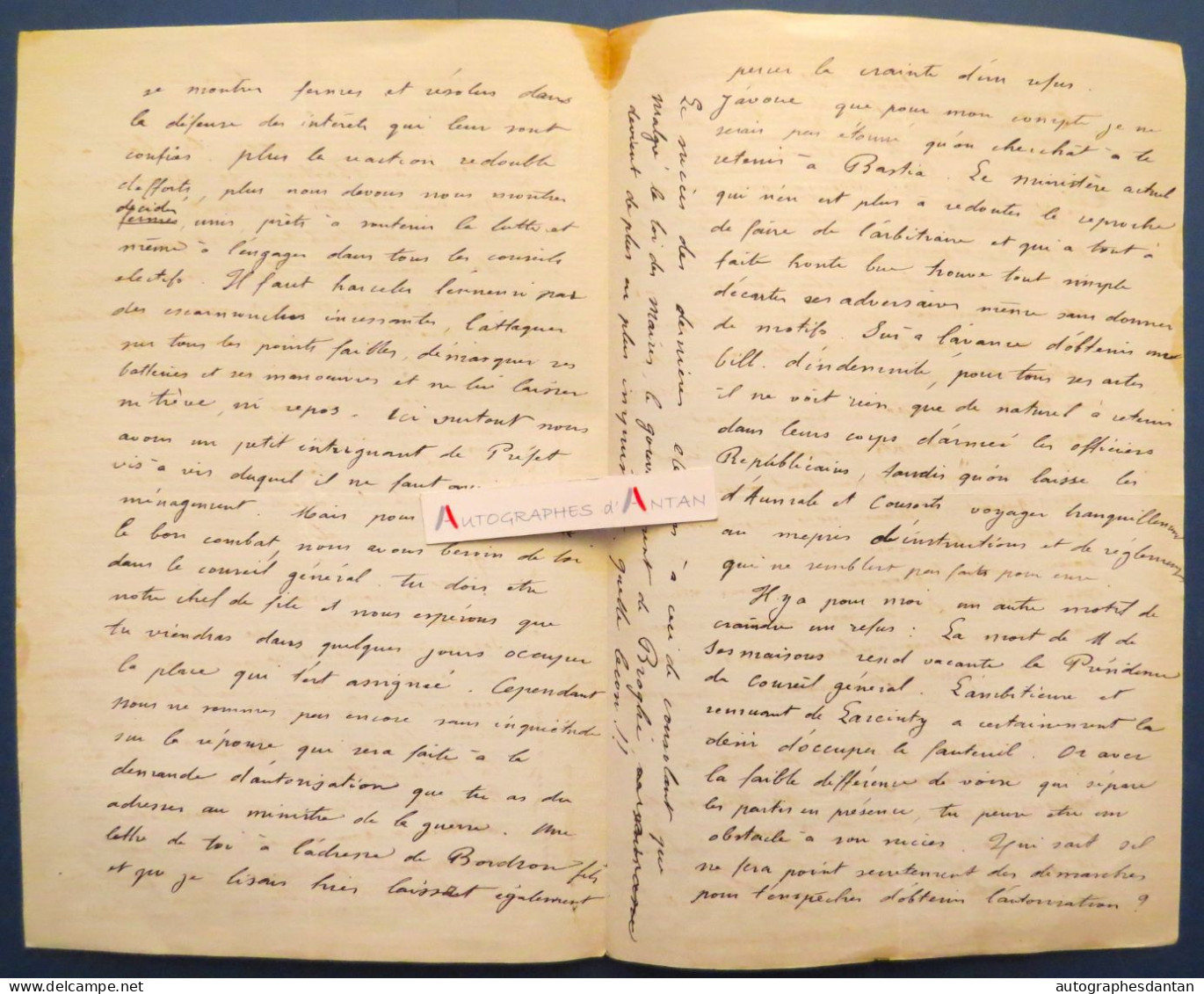 ● L.A.S Gustave ROCH Nantes 1874 Né à Aigrefeuille-sur-Maine Loire Inférieure - De Peslouan - Bordron - Laisant - Lettre - Politico E Militare