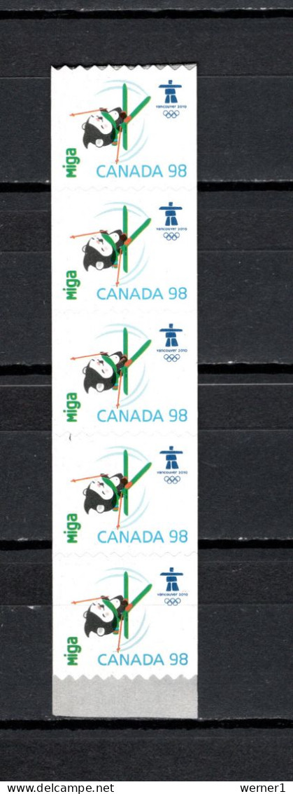 Canada 2009 Olympic Games Vancouver Mascot Miga Strip Of 5 MNH - Hiver 2010: Vancouver
