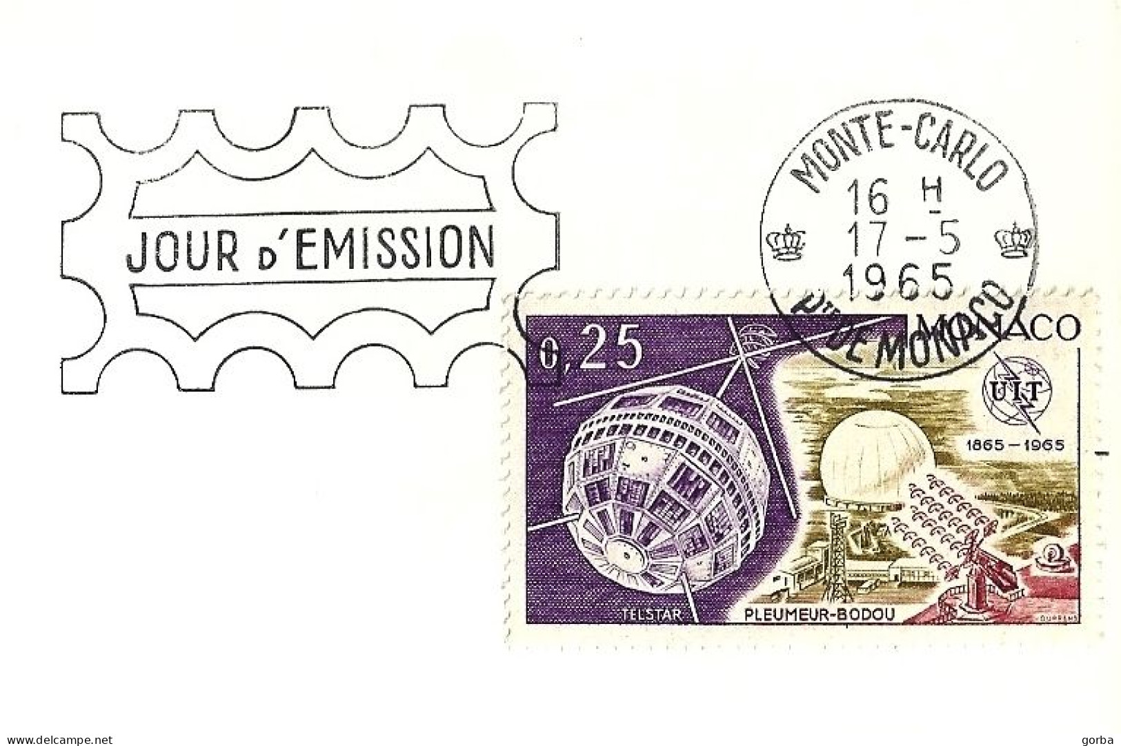 *FDC - MONACO - CARTE MAXIMUM N°668 0.25F SATELITE "TELSTAR" 17/05/1965 MONTE-CARLO - Verso PUB Pour "SARPAREL" - Storia Postale