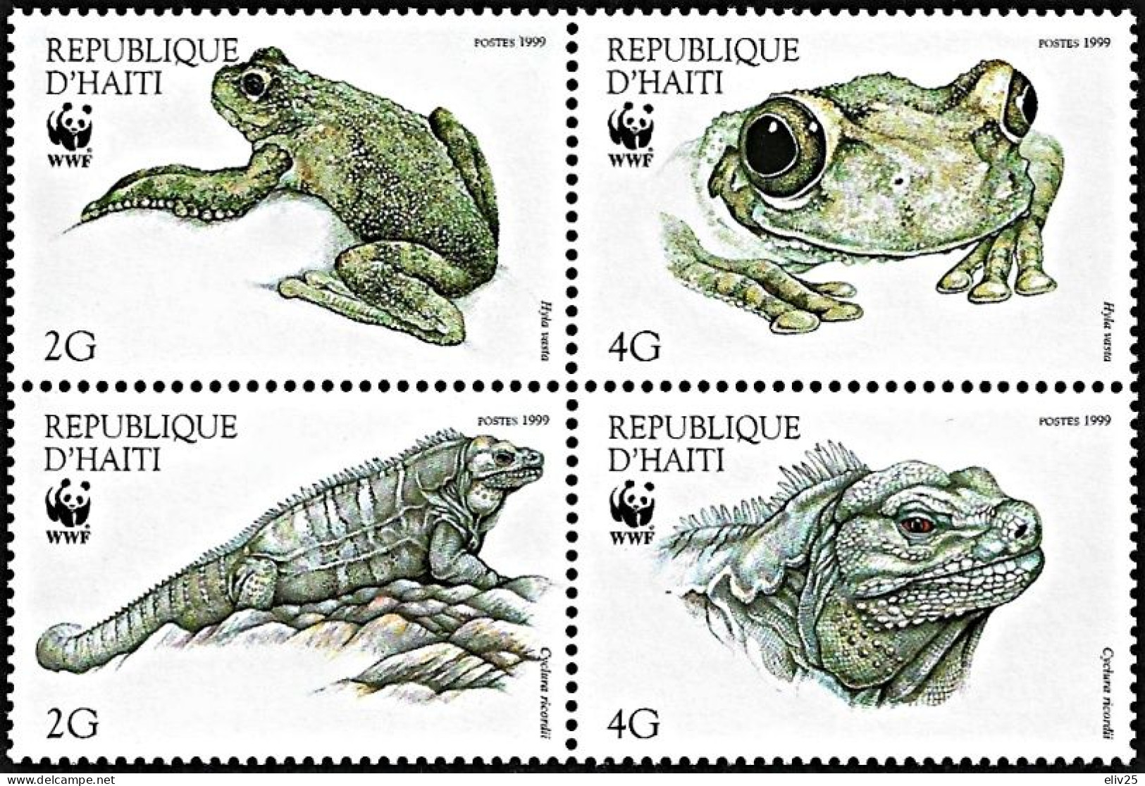 Haiti 1999, WWF Reptiles And Amphibians - Block Of 4 V. MNH - Nuevos