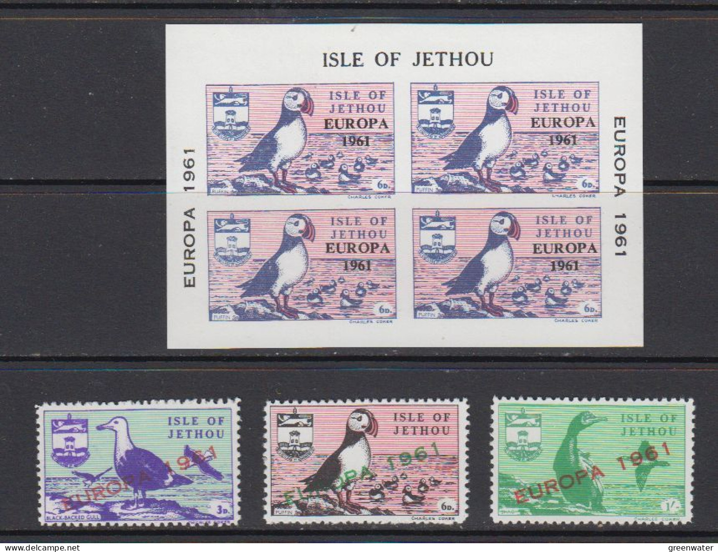 Europa Cept 1961 Isle Of Jethou 3v + M/s ** Mnh (59237) - 1961