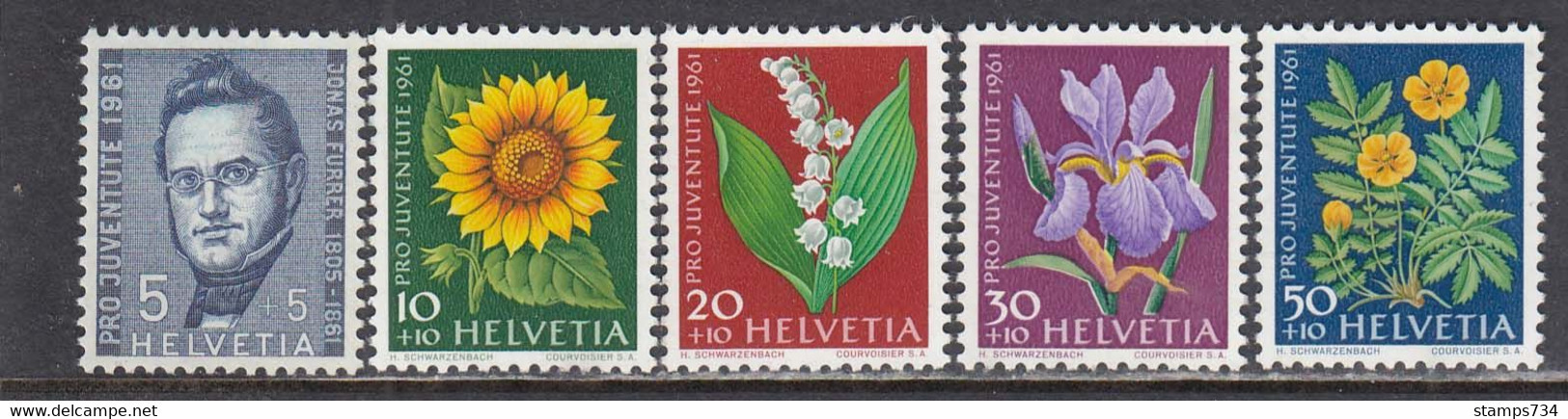 Switzerland 1961 - Pro Juventute: Flowers, Mi-Nr. 742/46, MNH** - Unused Stamps