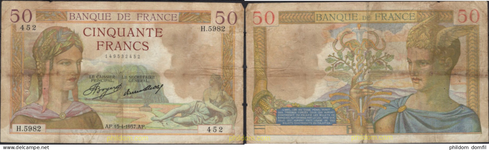 8511 FRANCIA 1937 FRANCE 50 FRANCOS 1937 - Altri & Non Classificati