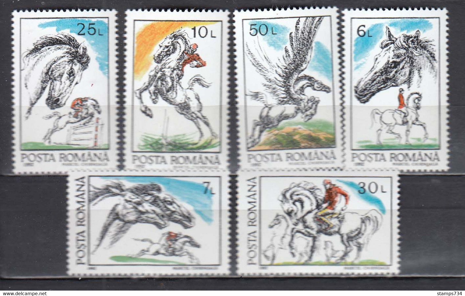 Romania 1992 - Horses, Mi-Nr. 4784/89, MNH** - Neufs