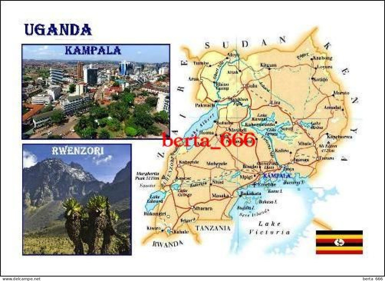 Uganda Country Map New Postcard * Carte Geographique * Landkarte - Ouganda