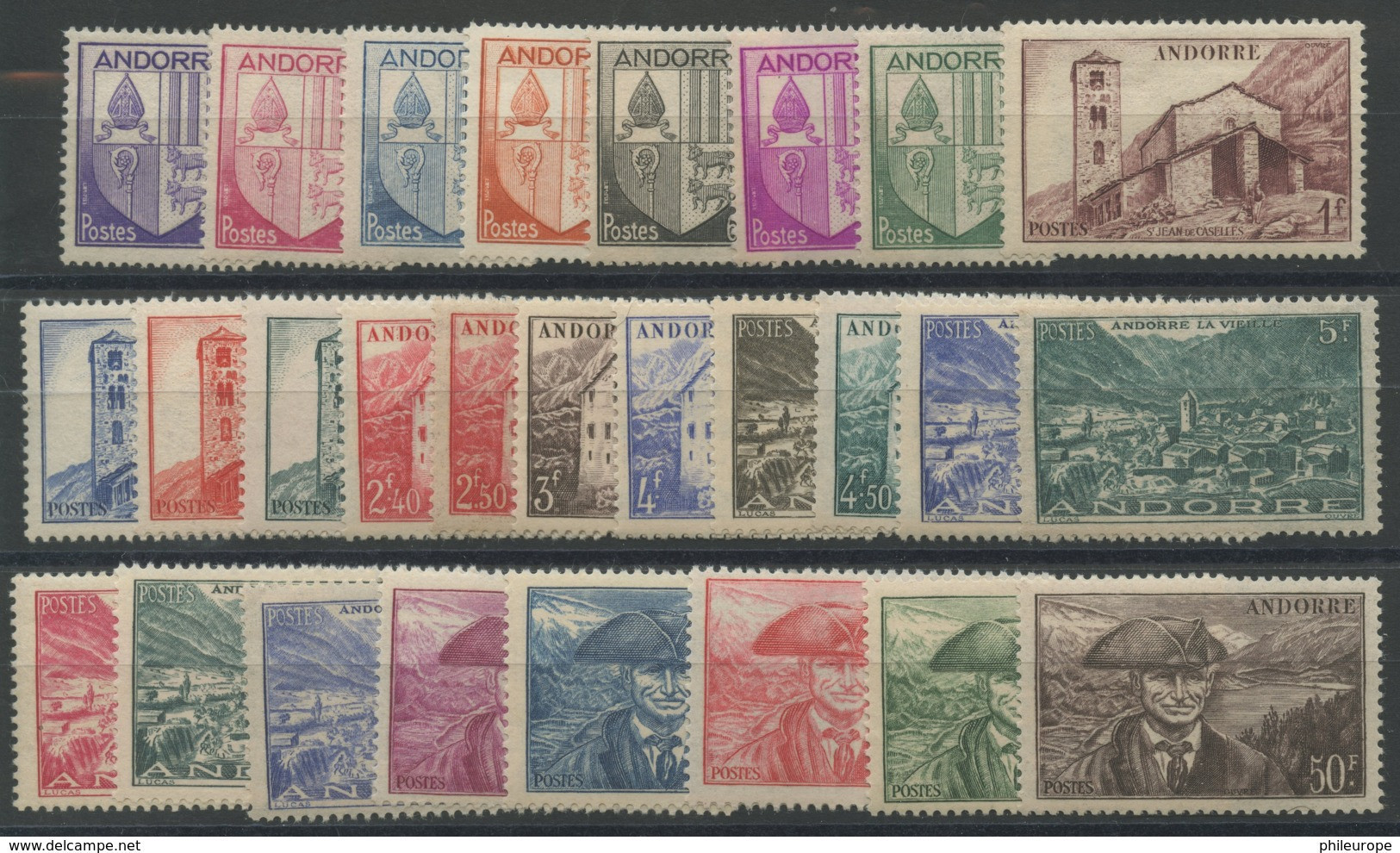 Andorre Annees Completes (1944 A 1946) N 93 A 118 (Luxe) - Sonstige & Ohne Zuordnung