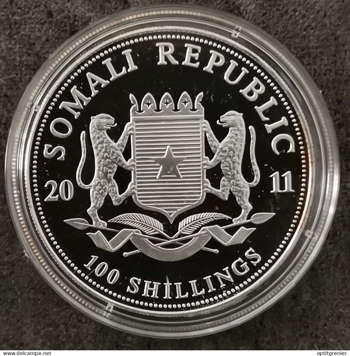 100 SHILLINGS 2011 ARGENT + DOREE OR ELEPHANT SOMALIE / SOMALI 1 OZ SILVER 999 - Somalie