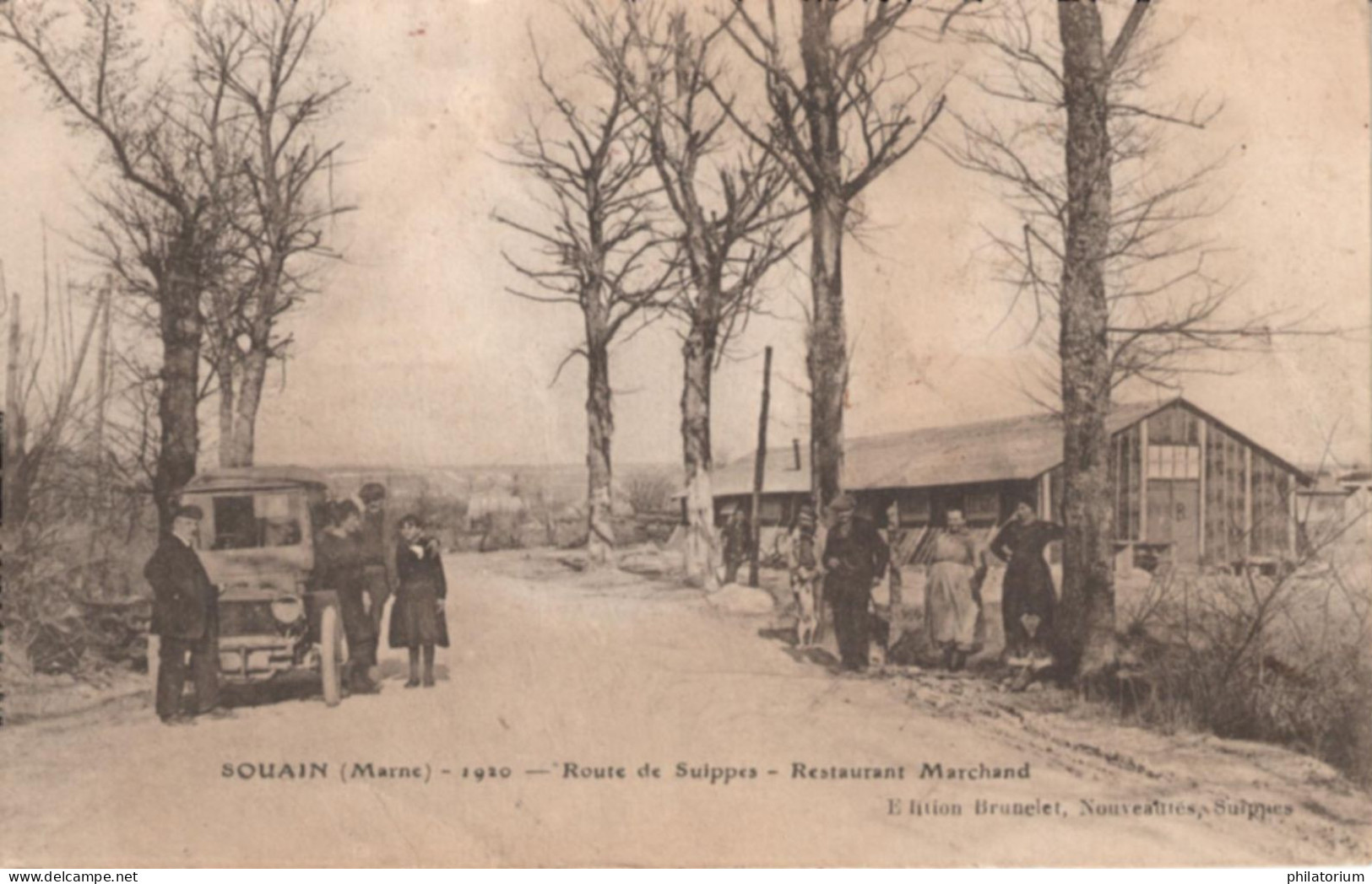 51  SOUAIN 1920  Route De Suippes  Restaurant Marchand - Souain-Perthes-lès-Hurlus