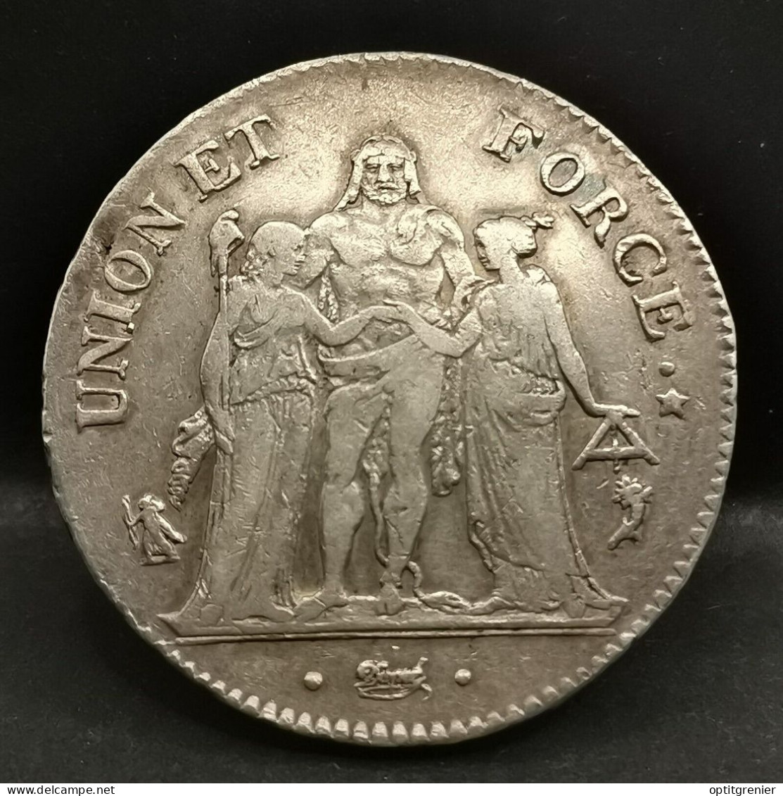 5 FRANCS ARGENT UNION ET FORCE AN 5 A PARIS FRANCE / SILVER / 37mm 24.63g - 1792-1975 Nationalkonvent