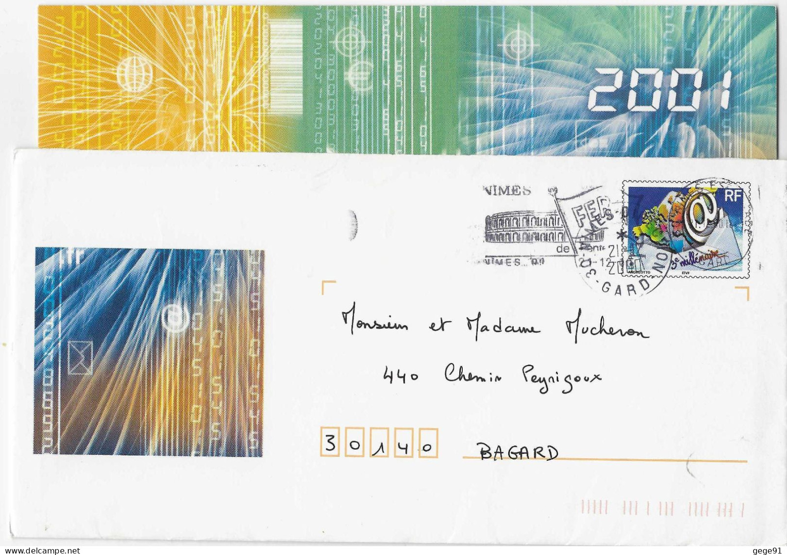 Pap Voeux 2000 - 3e Millénaire - Avec La Carte De Voeux - Pseudo-officiële  Postwaardestukken