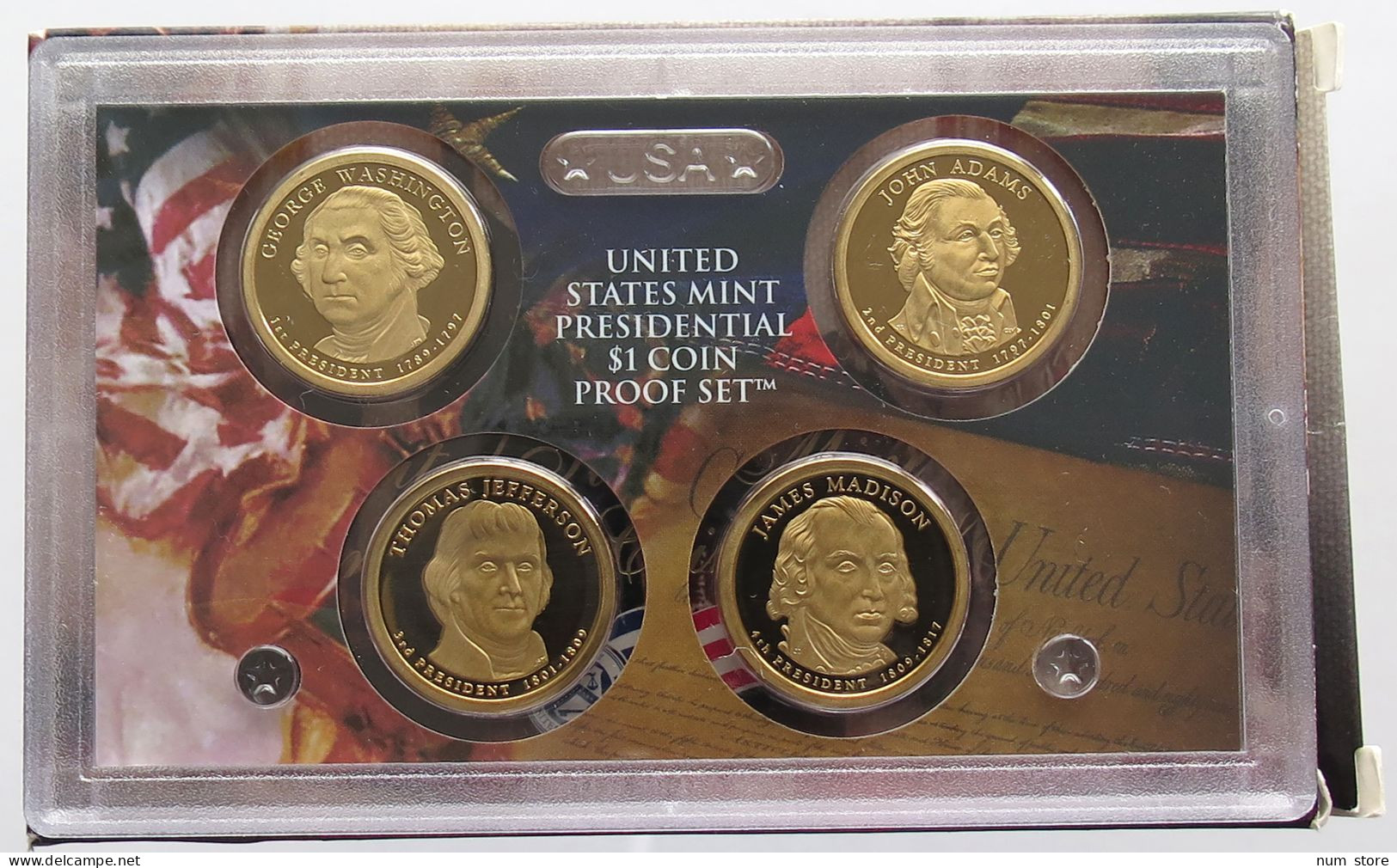 UNITED STATES OF AMERICA SET 4X DOLLAR 2007 PRESIDENTIAL PROOF #bs20 0015 - Proof Sets