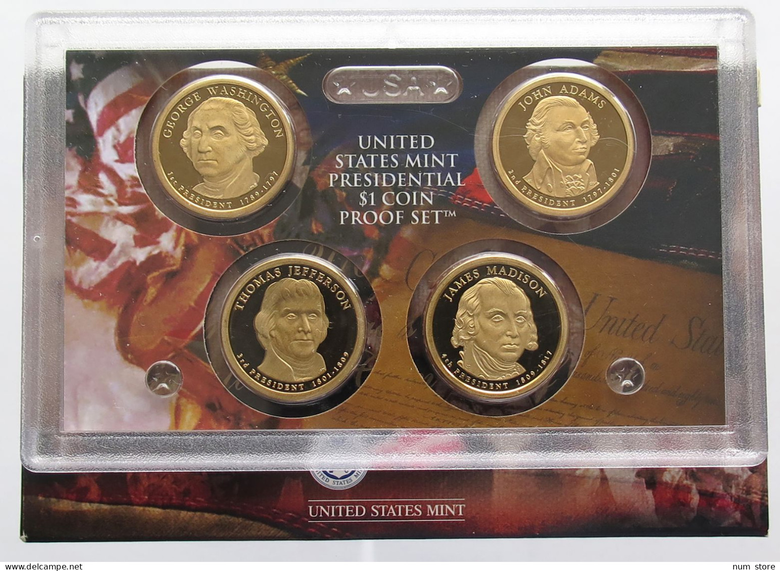 UNITED STATES OF AMERICA SET 4X DOLLAR 2007 PRESIDENTIAL PROOF #bs20 0001 - Proof Sets