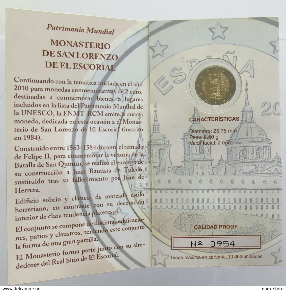 SPAIN 2 EURO 2013 UNESCO El Escorial PROOF #bs19 0241 - Spanje