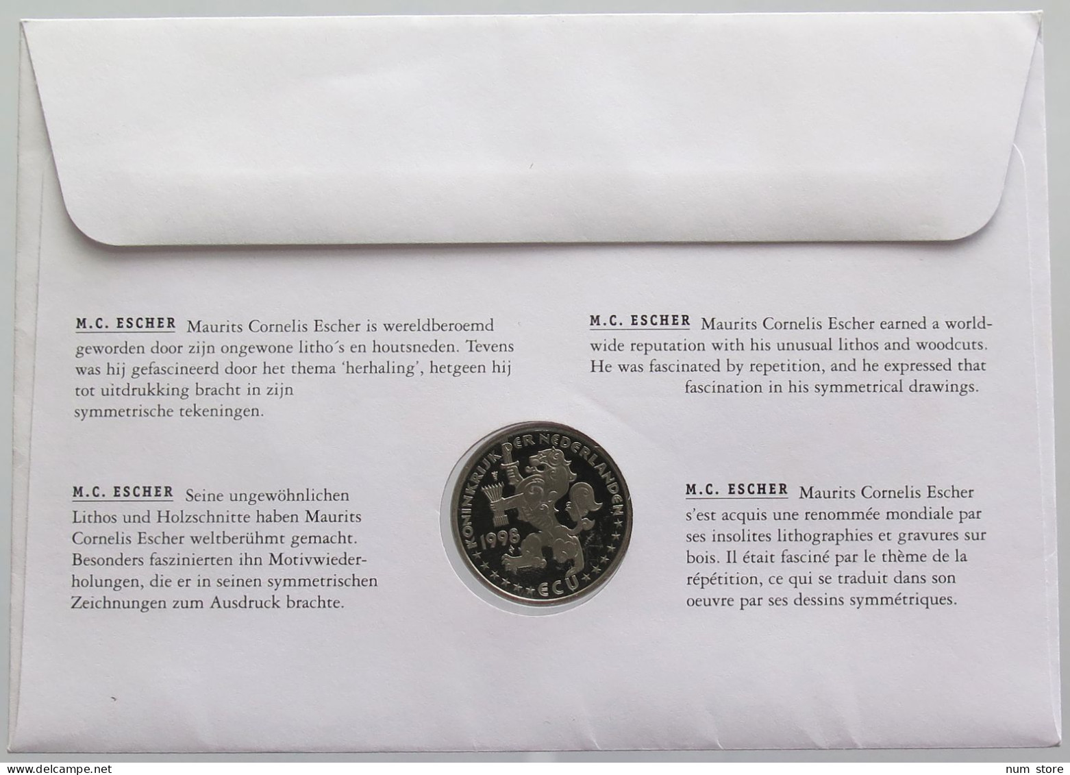 NETHERLANDS ECU 1998 NUMISBRIEF STATIONERY #bs18 0199 - Mint Sets & Proof Sets