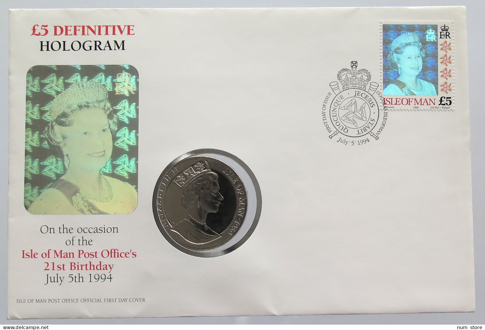 ISLE OF MAN CROWN 1989 HOLOGRAM NUMISBRIEF STATIONERY #bs18 0217 - Île De  Man