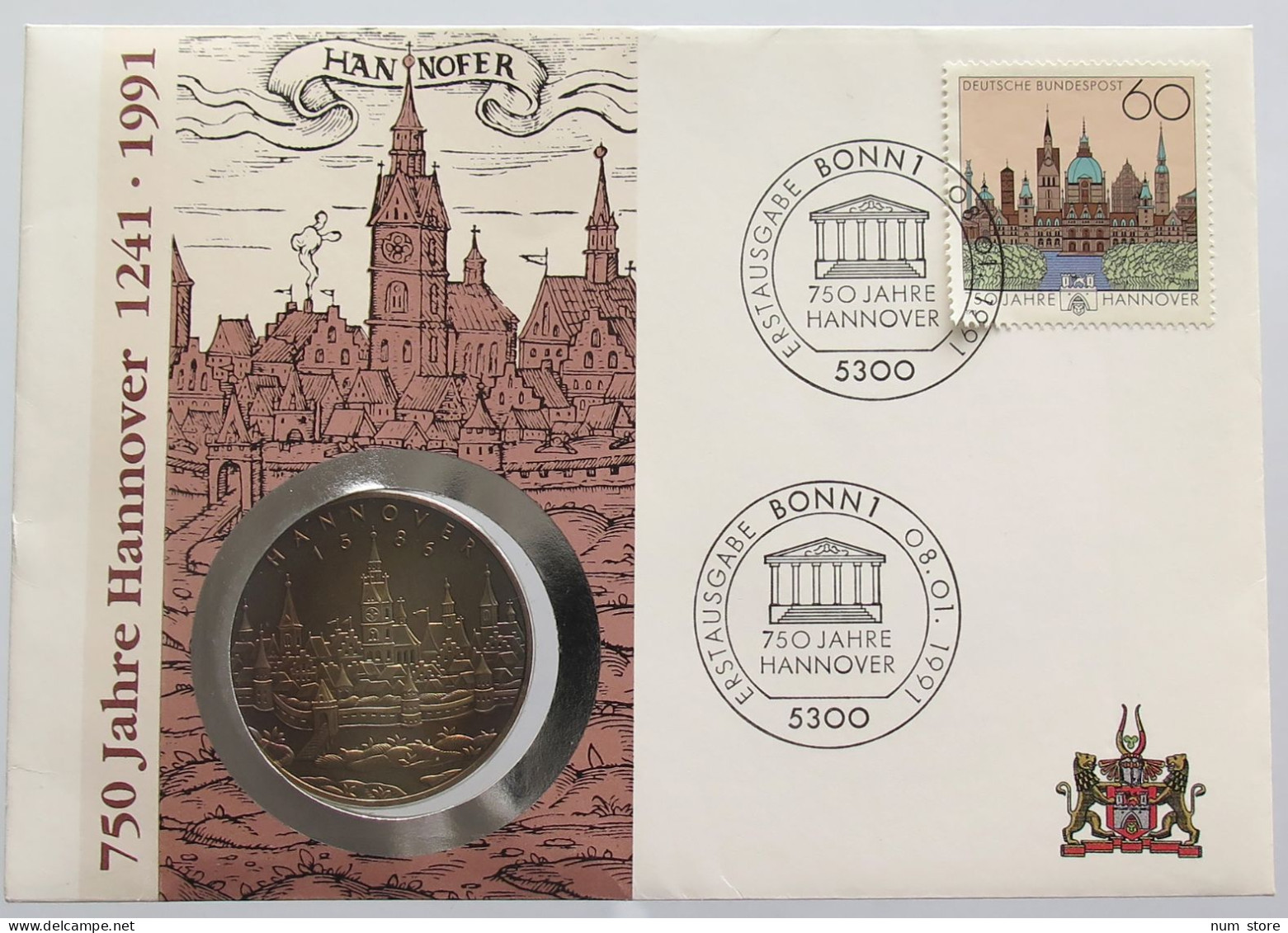 GERMANY BRD MEDAL HANNOVER 1991 NUMISBRIEF STATIONERY #bs18 0225 - Andere & Zonder Classificatie