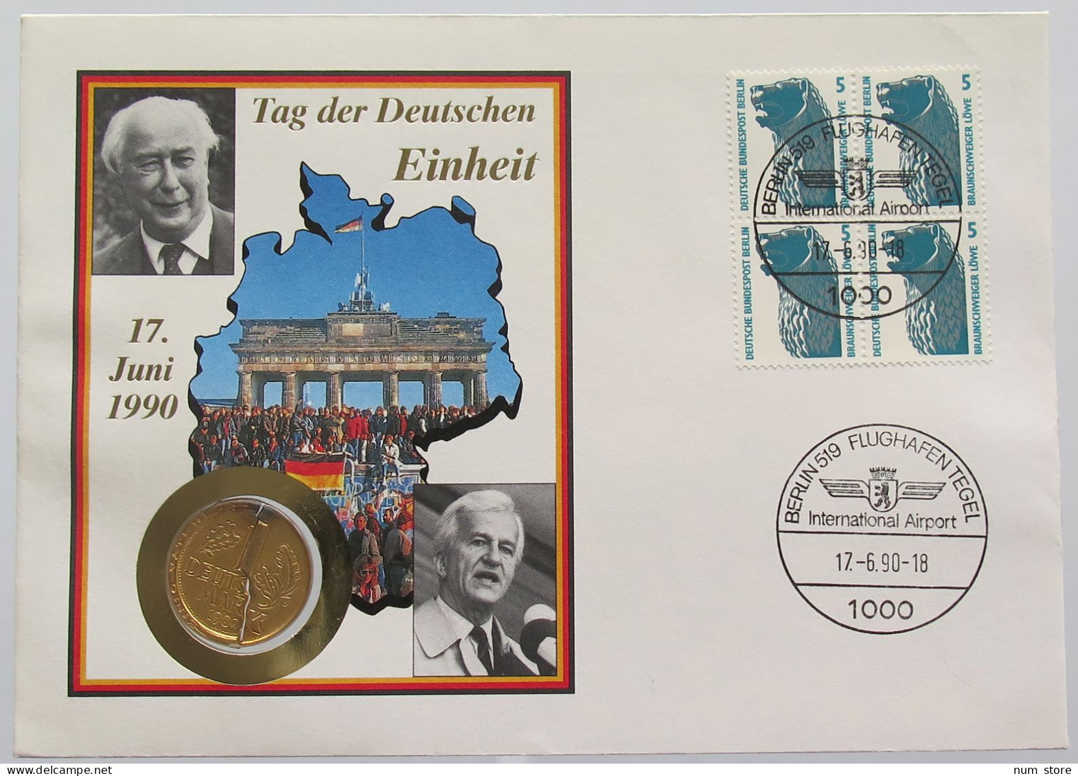 GERMANY BRD MEDAL 1990 TAG DER DEUTSCHEN EINHEIT NUMISBRIEF STATIONERY #bs18 0243 - Other & Unclassified