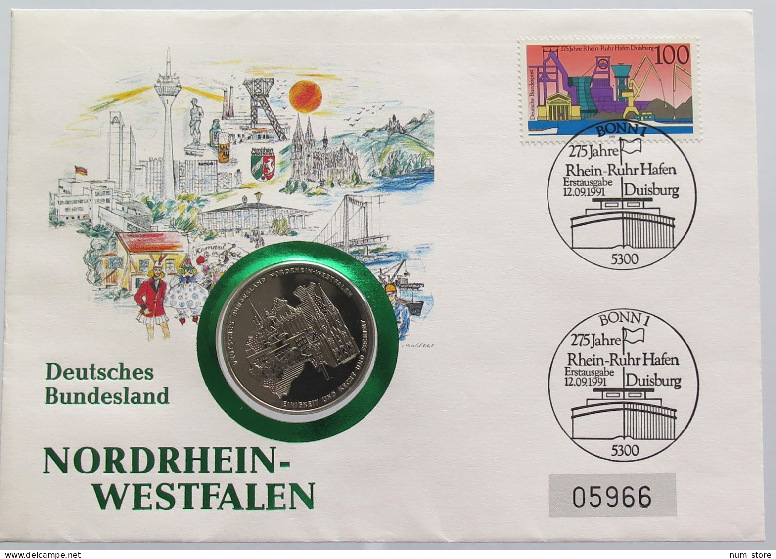 GERMANY BRD MEDAL NORDRHEIN WESTFALEN 1990 NUMISBRIEF STATIONERY #bs18 0231 - Sonstige & Ohne Zuordnung