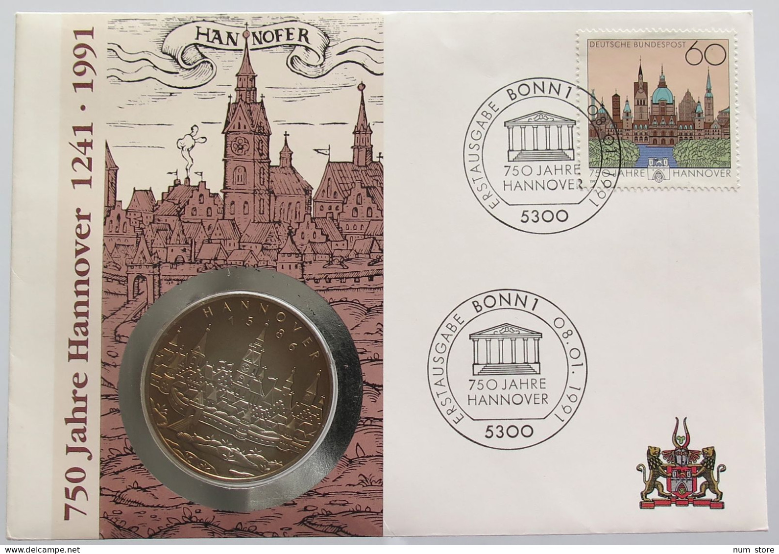 GERMANY BRD MEDAL HANNOVER 1991 NUMISBRIEF STATIONERY #bs18 0229 - Otros & Sin Clasificación